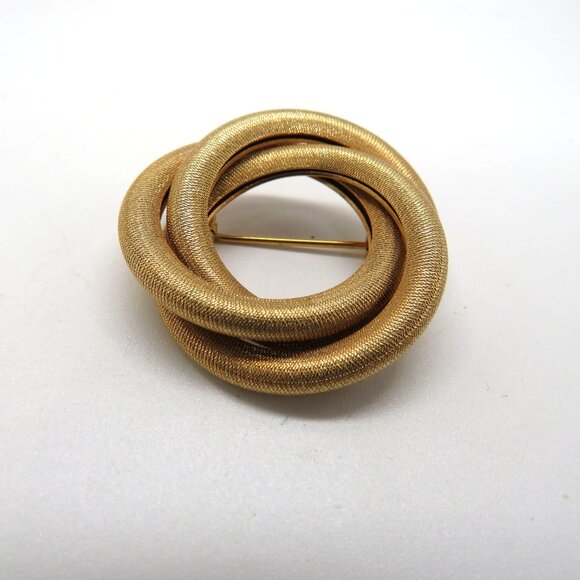 Vintage Sarah Coventry Brooch Twisted Circle Gold Tone Swirl Coiled Pin - Picture 2 of 11